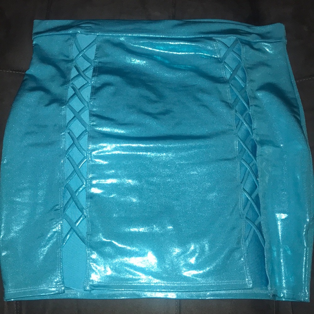 Dolls Kill metallic blue skirt
